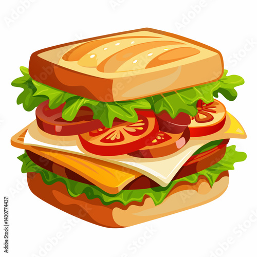 Delicious Grilled Sandwich with Tomato. Lettuce. and Cheese