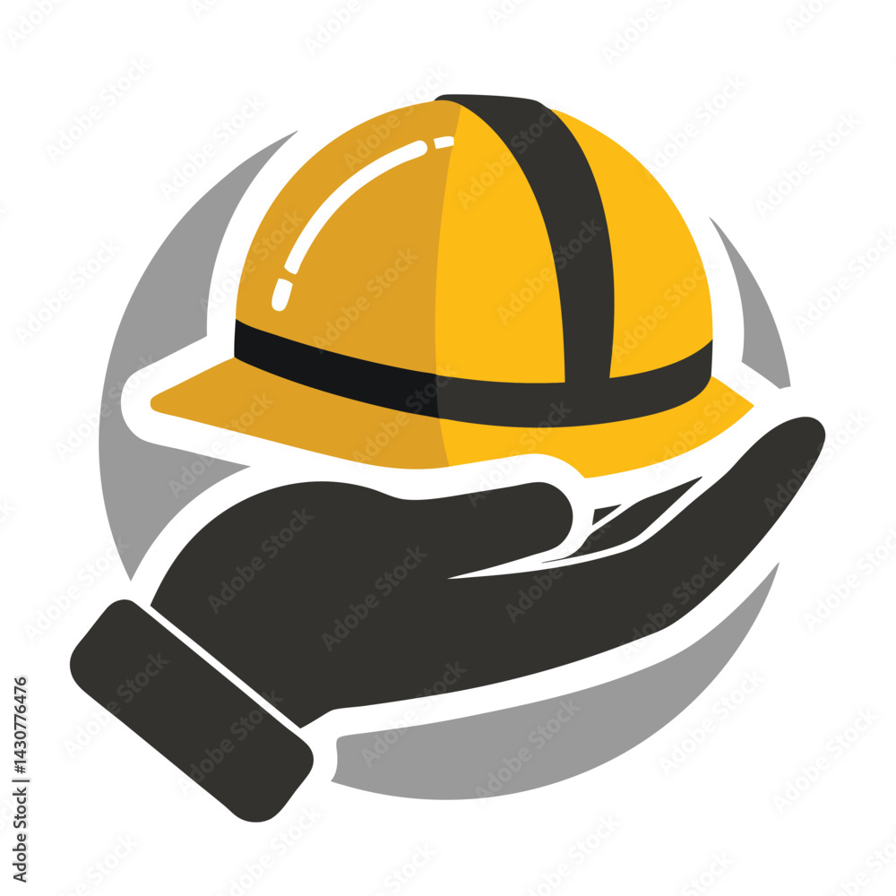 Fototapeta premium Hand holding construction helmet on white background vector illustration