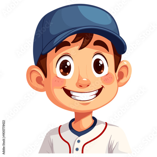 Happy young boy smiling while wearing a baseball cap  