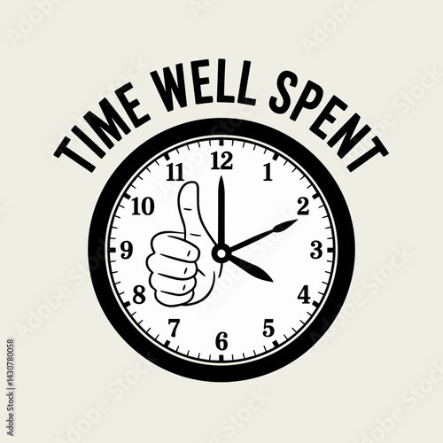 Time Well Spent Clock Graphic with Thumbs Up