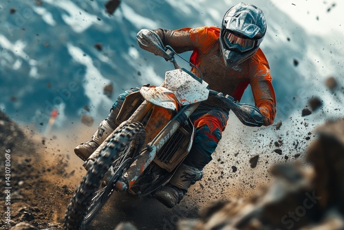 Motocross Rider Racing Mountain Dirt Track