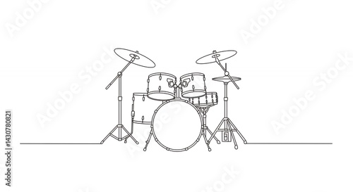 Minimalist drum set line art illustration