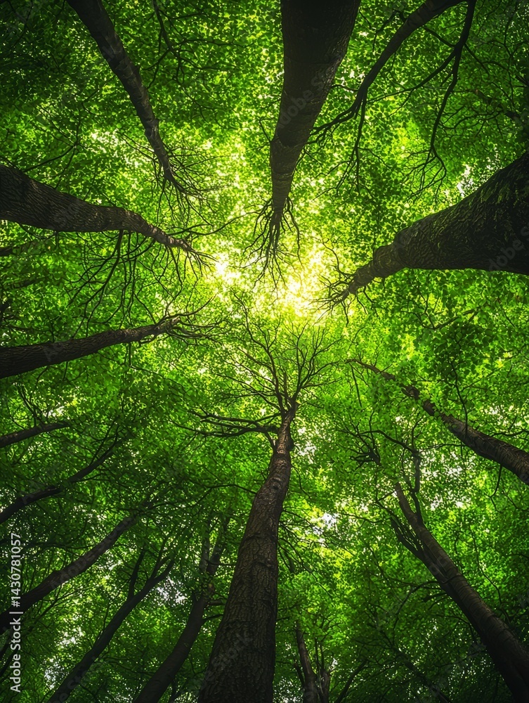 Fototapeta premium Majestic Canopy: A Verdant Forest's Embrace