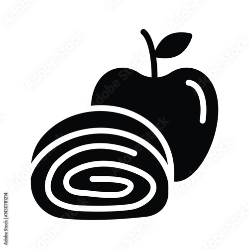 Apple strudel icon creatively designed in glyph style