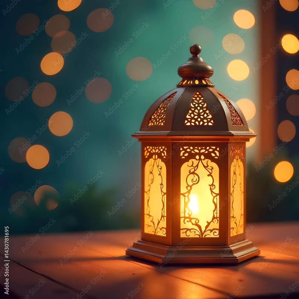 Elegant Ramadan Lantern With Bokeh Lights For Festive Celebrations Background Elegant Ramadan Lantern With Bokeh Lights For Festive Celebrations Background