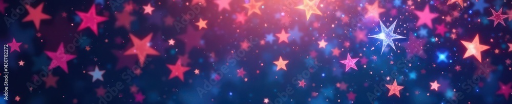 Obraz premium Twinkling starry confetti background with snowflakes and icicles, festive atmosphere,