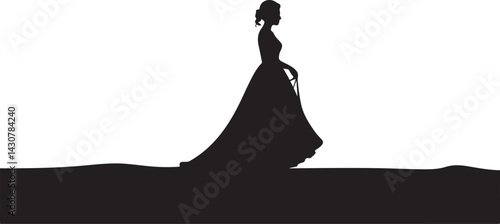 bride lifting dress walking silhouette design