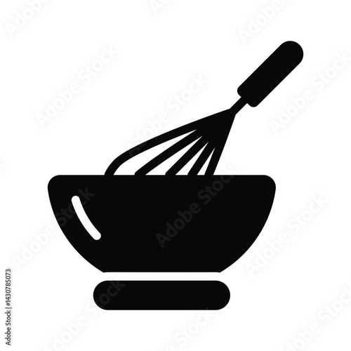 Baking whisk bowl icon designed in glyph style