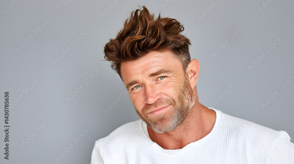 Obraz premium Confident Mature Man in Minimalist Setting