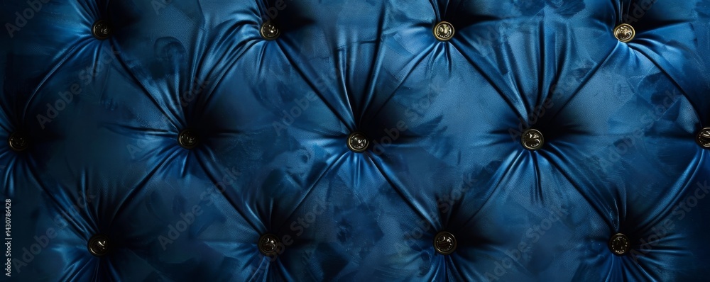 Blue Upholstery with Gold Buttons and Pleats Blue Upholstery with Gold Buttons and Pleats