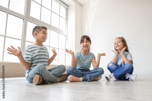 Cute little friends sitting...