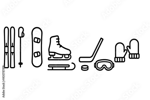 Winter sports icons featuring ski and snowboard