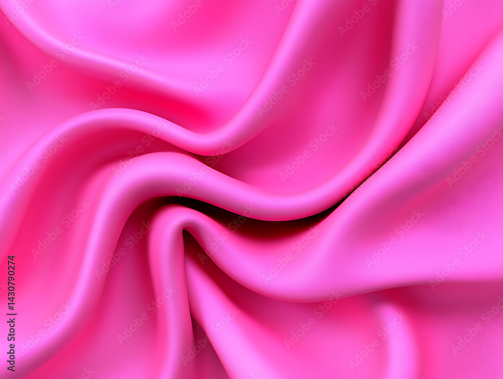 Fototapeta premium Bright Pink Satin Fabric Draping With Soft Folds Creating Elegant Texture and Shine