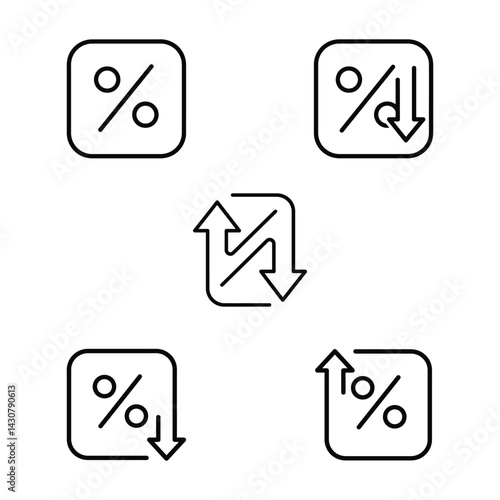 Simple black icons, e-commerce symbols, people silhouettes, money bag, dollar sign, percentage symbol, lightning bolt, shopping carts, plus sign, checkmark, minimalist design, vector