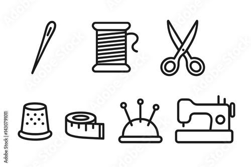 Sewing is represented by icons that feature a needle and scissors