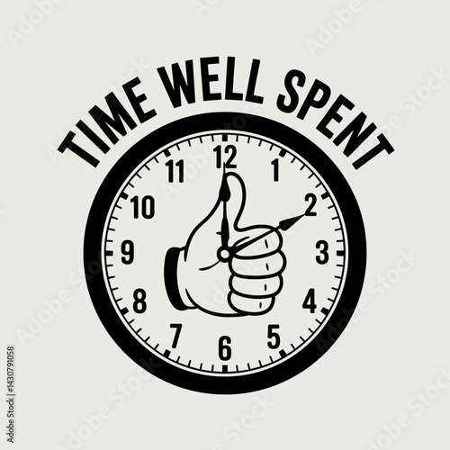 Time Well Spent Clock Graphic with Thumbs Up