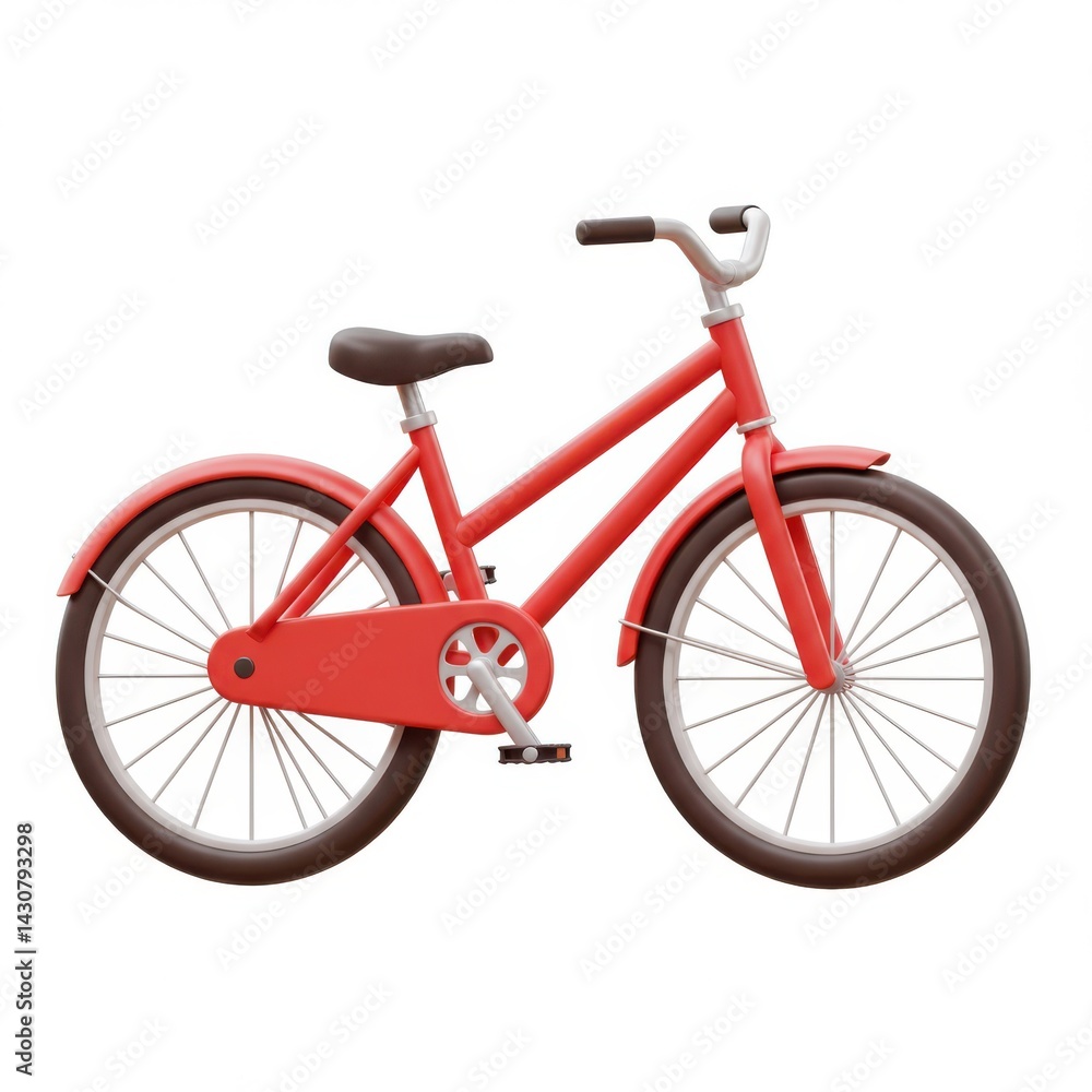 Obraz premium Red bicycle transportation vehicle cycle bike ride isolated on white background