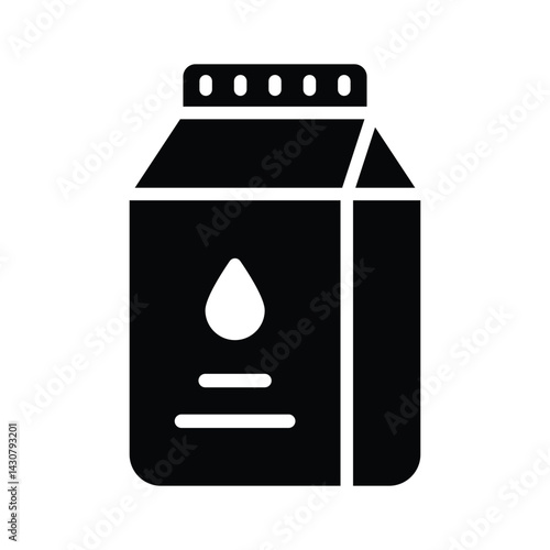 A glyph style icon of milk packaging