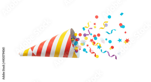 Φωτογραφία Isolated Party Popper with Confetti Exploding Celebration