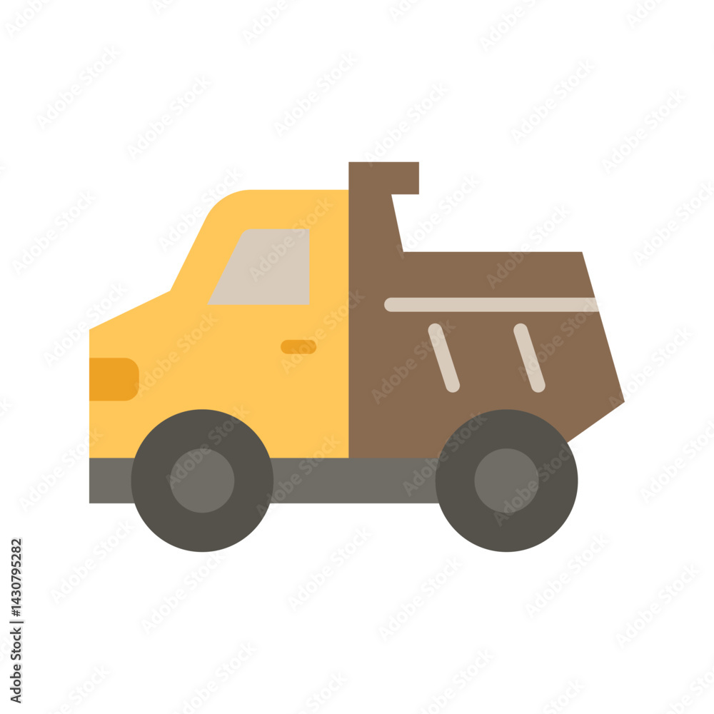 Naklejka premium Truck vector icon in flat style. Simple and minimalist industrial and factory theme icons