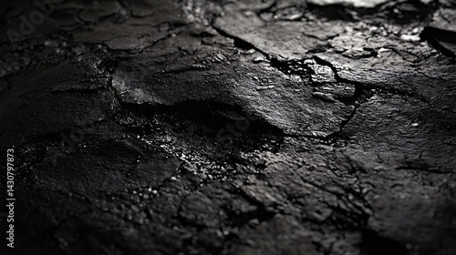 Wallpaper Mural Textured cracked dark surface, showcasing intricate details and shadows, perfect for backgrounds or artistic projects. Torontodigital.ca