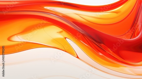 Abstract background of red and orange resin with flowing lines, on a white background. High resolution photography in the style. Studio lighting was used.