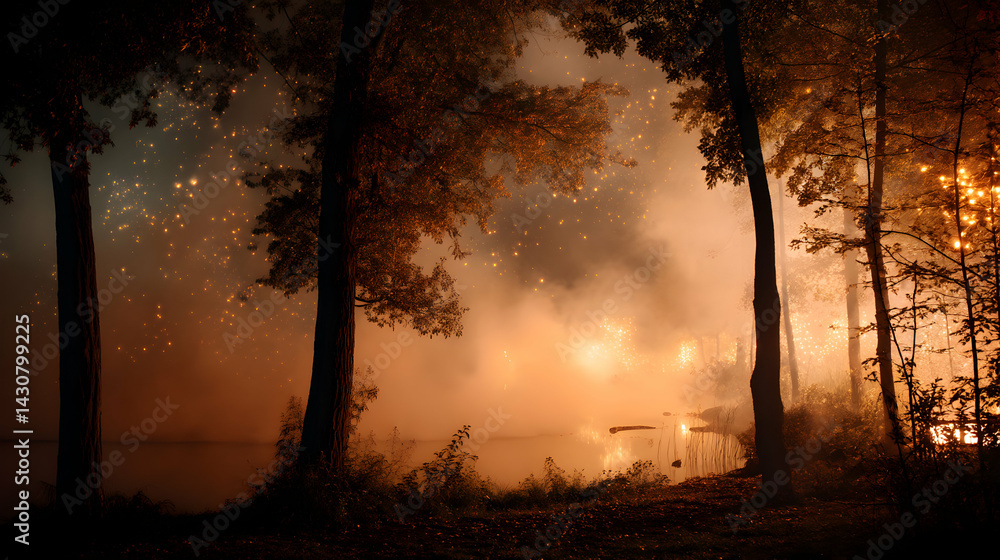 Enchanted forest landscape with ethereal glow, perfect for fantasy or mystical themed creative projects Enchanted forest landscape with ethereal glow, perfect for fantasy or mystical themed creative projects