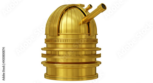 Schilderij op canvas Isolated Golden Astronomical Observatory Telescope