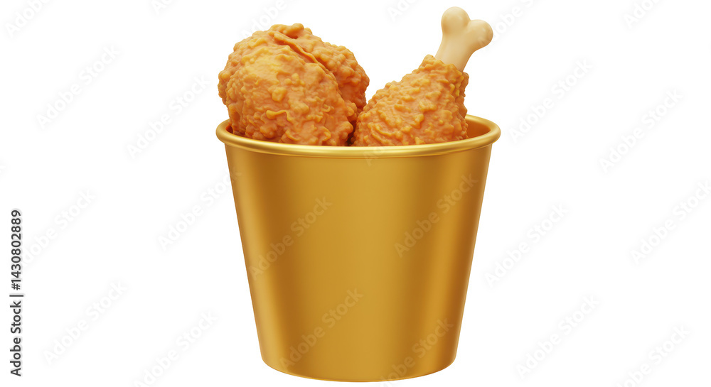 Isolated Bucket of Crispy Fried Chicken Isolated Bucket of Crispy Fried Chicken