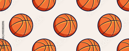 Basketball Ball seamless pattern. Sports ball. Cartoon style. Vector illustration.	