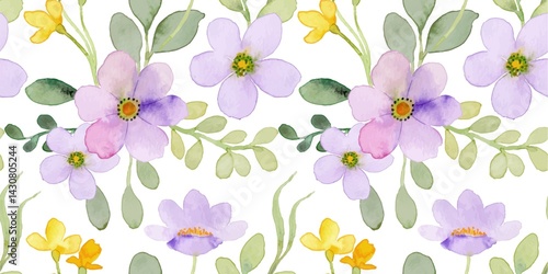 Delicate Watercolor Floral Pattern Seamless Design