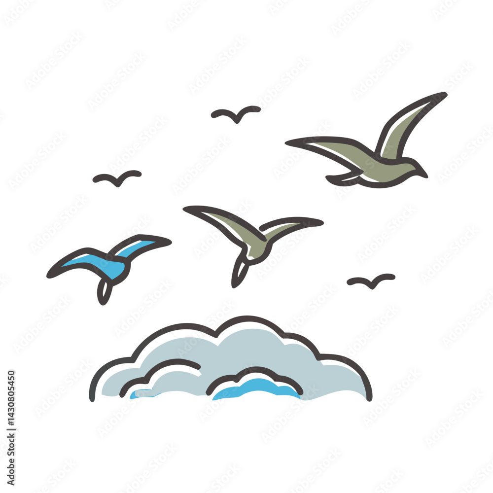 Fototapeta premium birds in sky icon, birds in sky vector illustration-simple illustration of birds in sky, perfect for birds in sky logos and icons