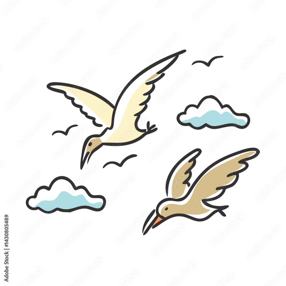 Naklejka premium birds in sky icon, birds in sky vector illustration-simple illustration of birds in sky, perfect for birds in sky logos and icons