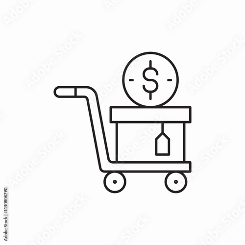 Shopping cart money payment icon vector sign