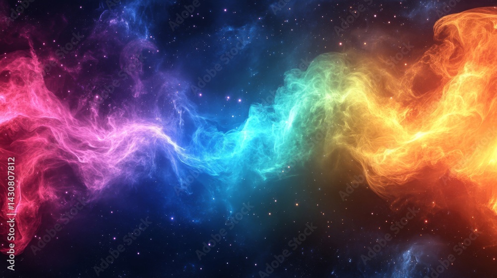 Fototapeta premium Colorful Cosmic Nebula with Vibrant Energy