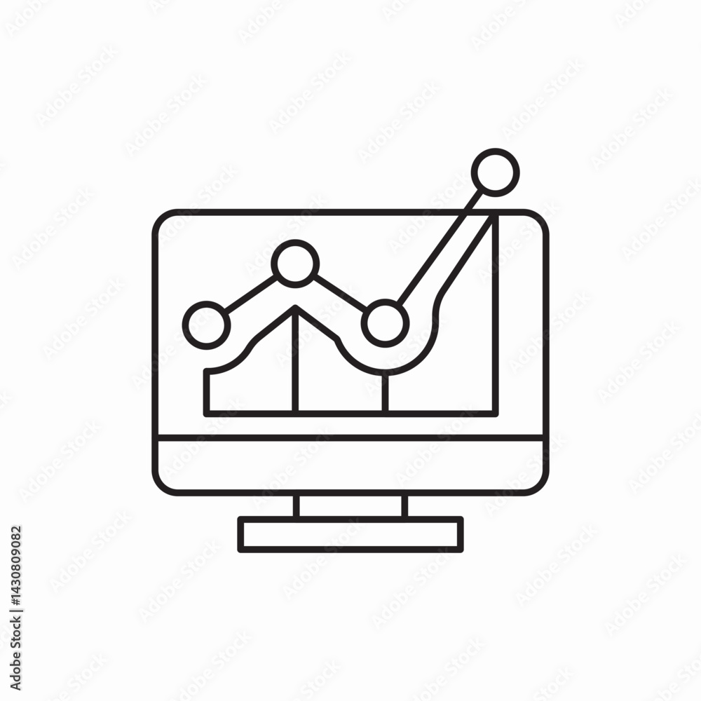 Fototapeta premium Financial growth monitor chart icon vector sign