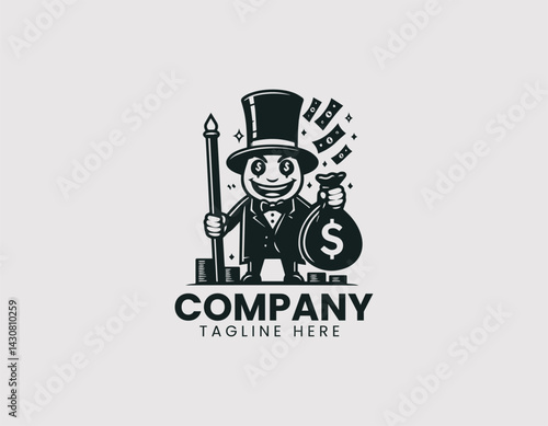Greedy Capitalist Cartoon Vector Logo