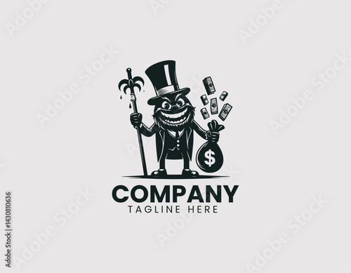 Greedy Capitalist Cartoon Vector Logo