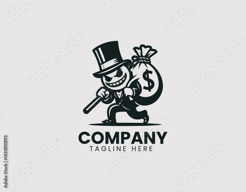 Greedy Capitalist Cartoon Vector Logo