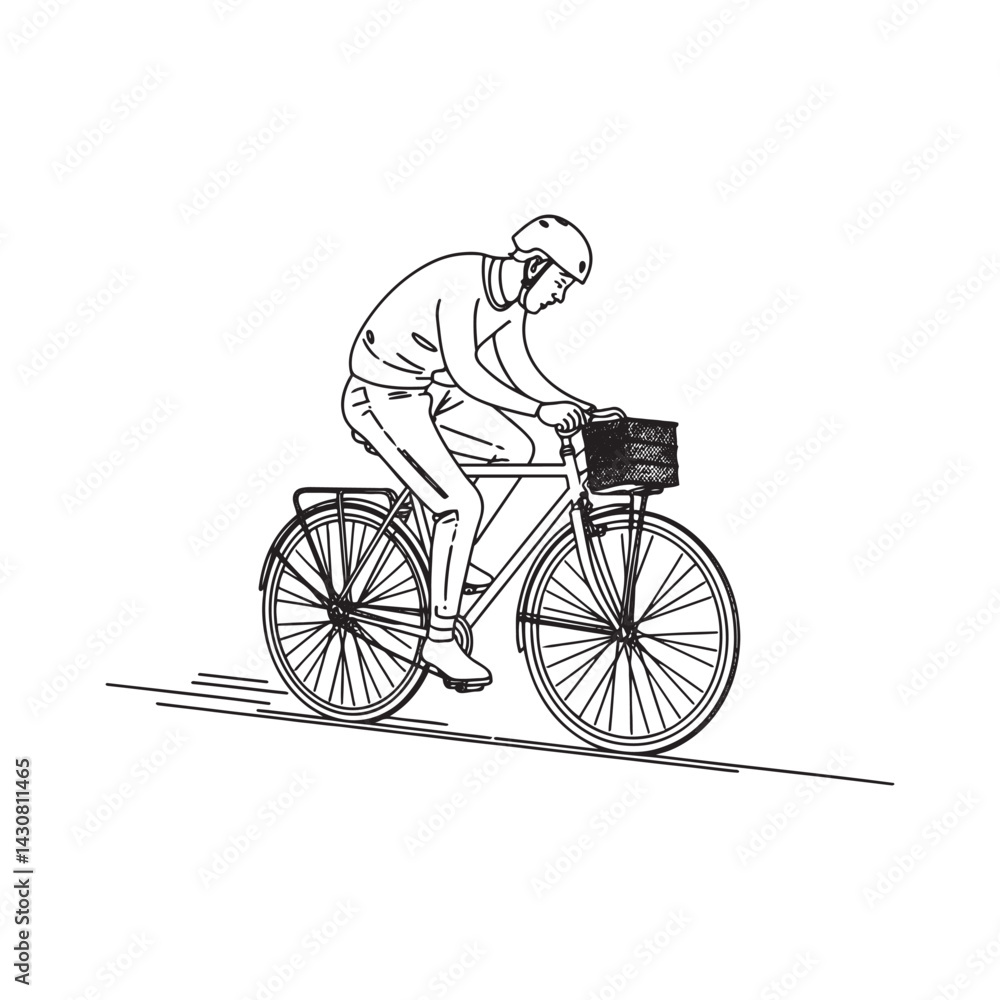 Obraz premium Man Cycling Silhouette - Artistic Digital Line Sketch - man cycling silhouette - man cycling vector - man cycling doodle - cycling illustration - man cycling line art
