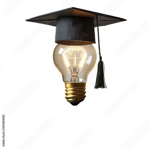 Obraz na płótnie Creative lamp design featuring graduation cap and light bulb in a modern setting w salonie