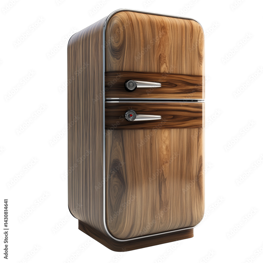 Vintage style refrigerator made of wood in a modern kitchen setting