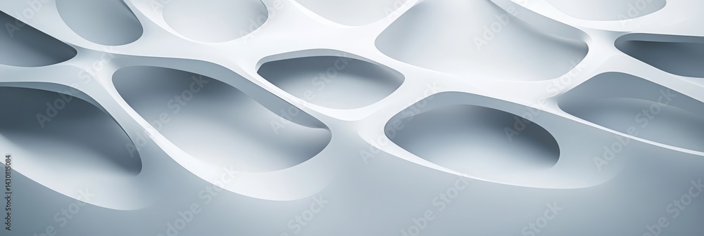Abstract white curved shapes interlocking with smooth fluid transition across the entire image Abstract white curved shapes interlocking with smooth fluid transition across the entire image