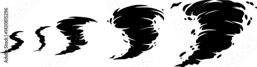 set of Dynamic swirls illustrate the evolution of a cyclone in a dramatic weather phenomenon depiction
, vector set