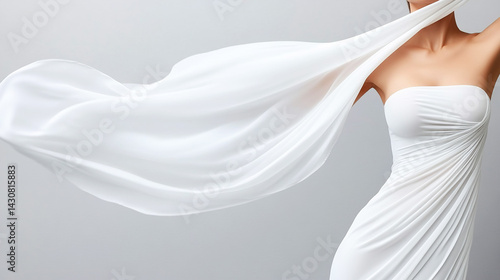 Wallpaper Mural Beautiful young woman body in draped white fabric. Beauty body care spa cosmetic surgery concept Torontodigital.ca