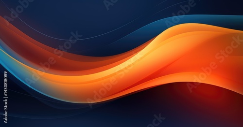 abstract background vector with colorful wavy elements, a dark blue and orange gradient color, an elegant style, smooth curves