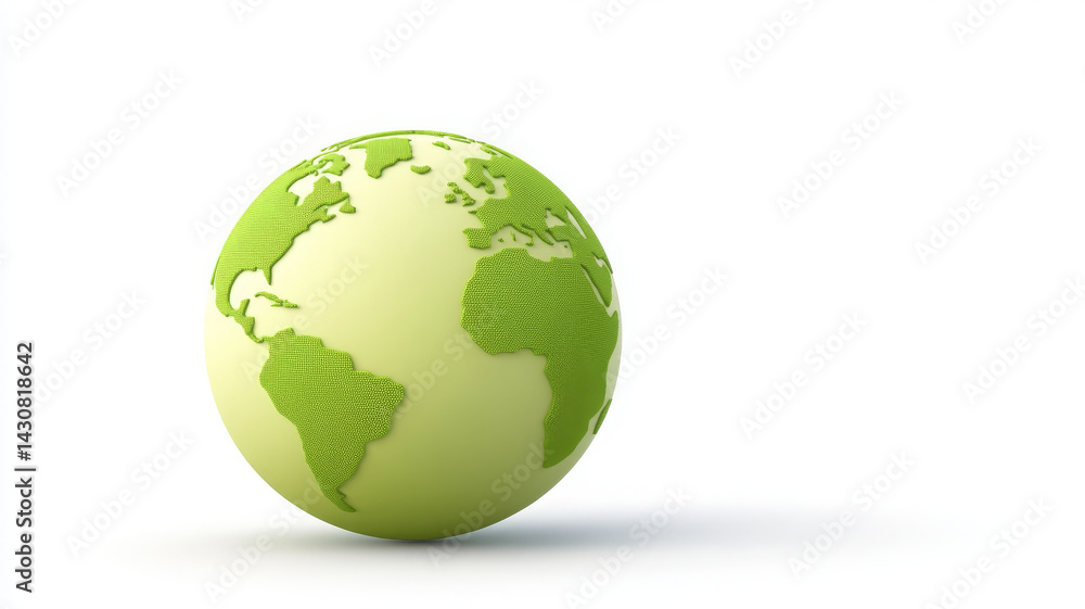 Naklejka premium Green globe with continents, symbolizing environmental awareness and sustainability