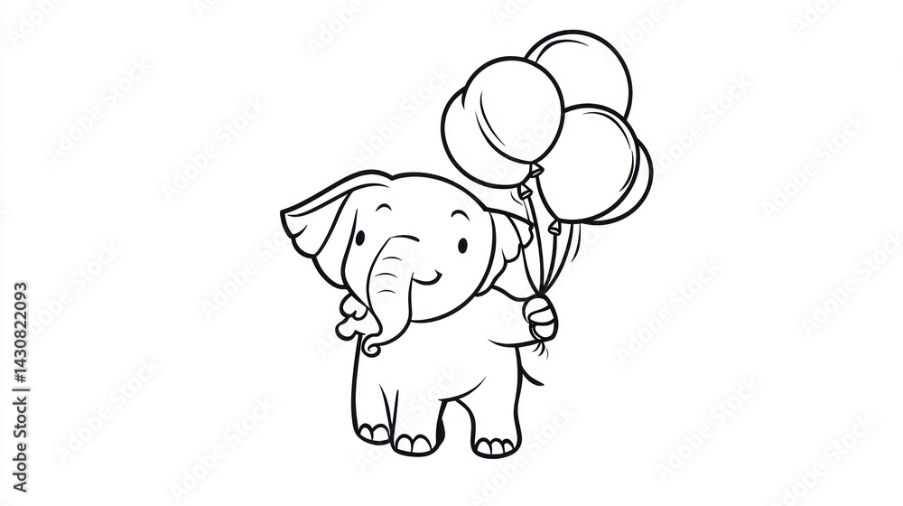 Cute elephant holding balloons Cute elephant holding balloons