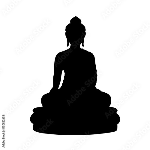 silhouette of a sitting buddha statue - vector illustration
