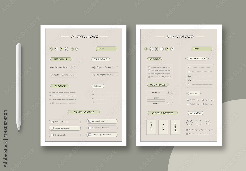 Daily Planner Template Layout Stock Template | Adobe Stock